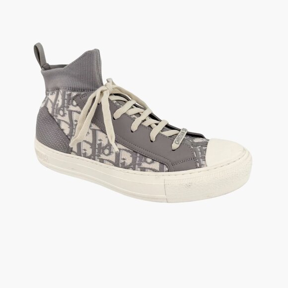 Dior Walk'n'Dior High Top Sneakers Size 39 US 9 Women's Gray Oblique Logo Sock - Picture 7 of 12
